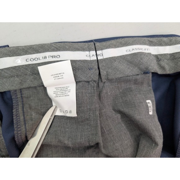 Haggar Cool18 Pro Men's Dress Pants Trousers Navy Blue Size 40x30 Classic Fit - Picture 2 of 8
